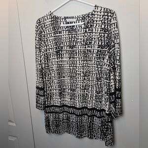 WINDSMOOR Women Top Long Sleeve Size Large Black And White Elegant Chic